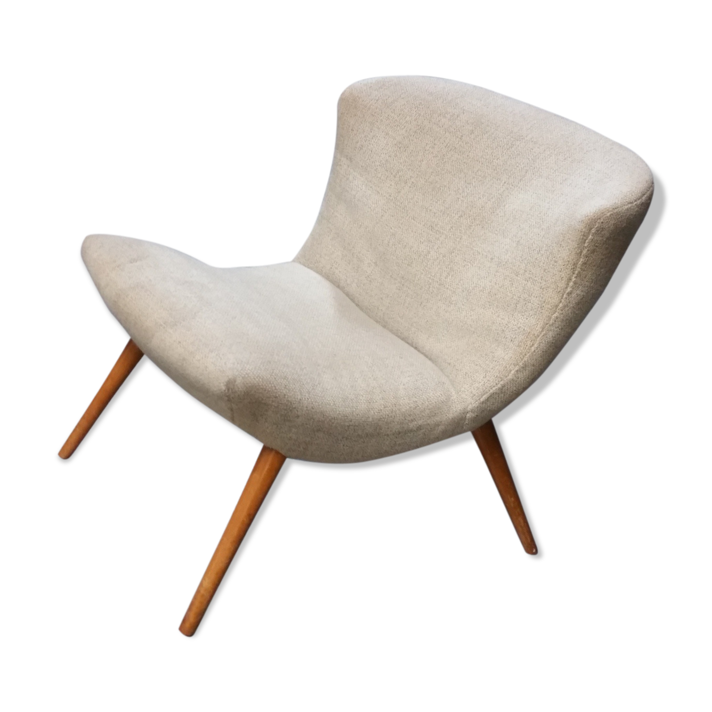 50s 60s beige low chair