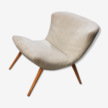 50s 60s beige low chair