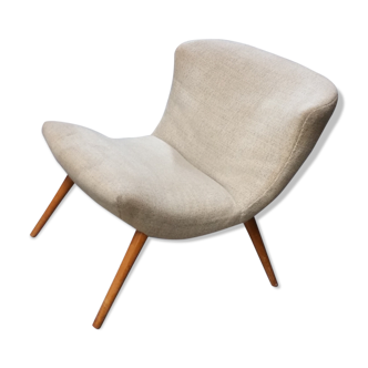 50s 60s beige low chair