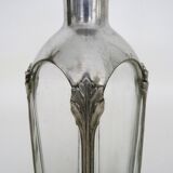 Magnificent crystal and silver-plated metal carafe bottle.