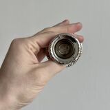 Pair of small, lightweight, beaded metal candle holders