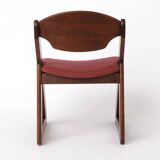 1 of 2 Vintage Italian Chair, 1980s, Dark Beechwood, Burgundy Upholstery