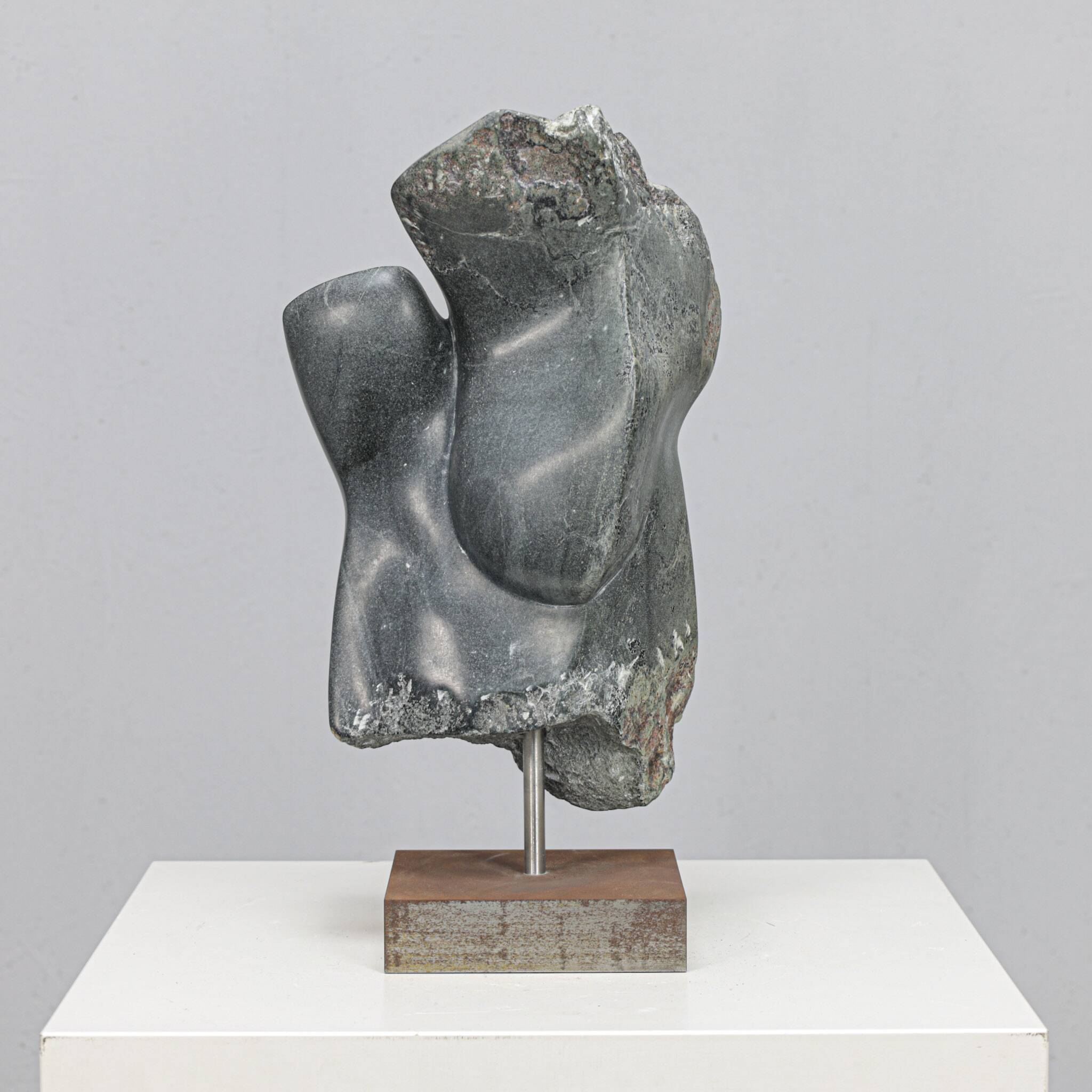Abstract dolomite stone sculpture by Ineke van Zuuren, Netherlands, 1980s