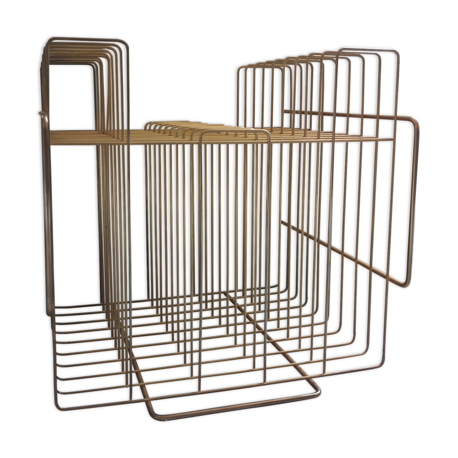 Vinyl record holders and magazines in brass gilded metal, 1960