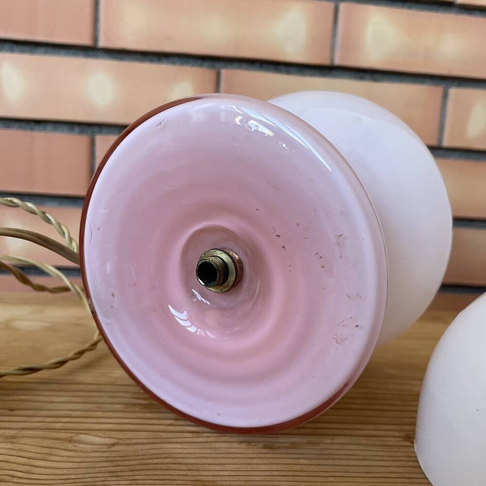 Space Age pink opaline glass table lamp