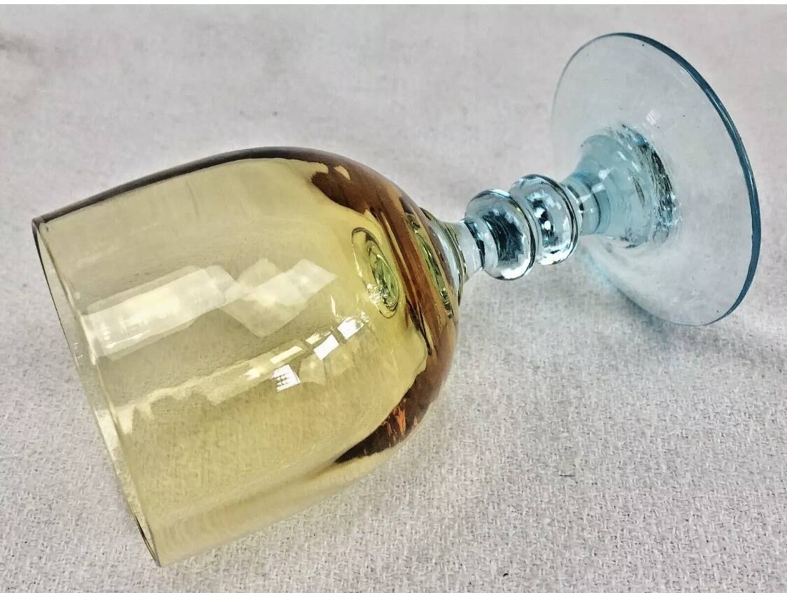 6 old two-tone George Sand wine glasses