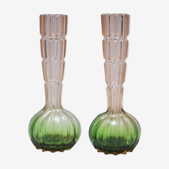 Pair of Art Nouveau vases in Boheme crystal