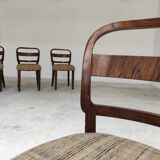 Set of 4 Fischel art deco chairs, fabric and walnut, year 30
