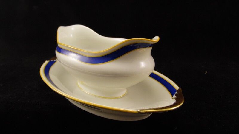 Limoges Legrand porcelain saucière tricolour décor