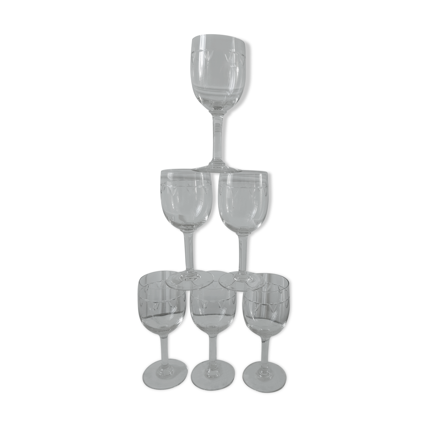 Lot of 6 glasses of crystal wine engraved 20 years