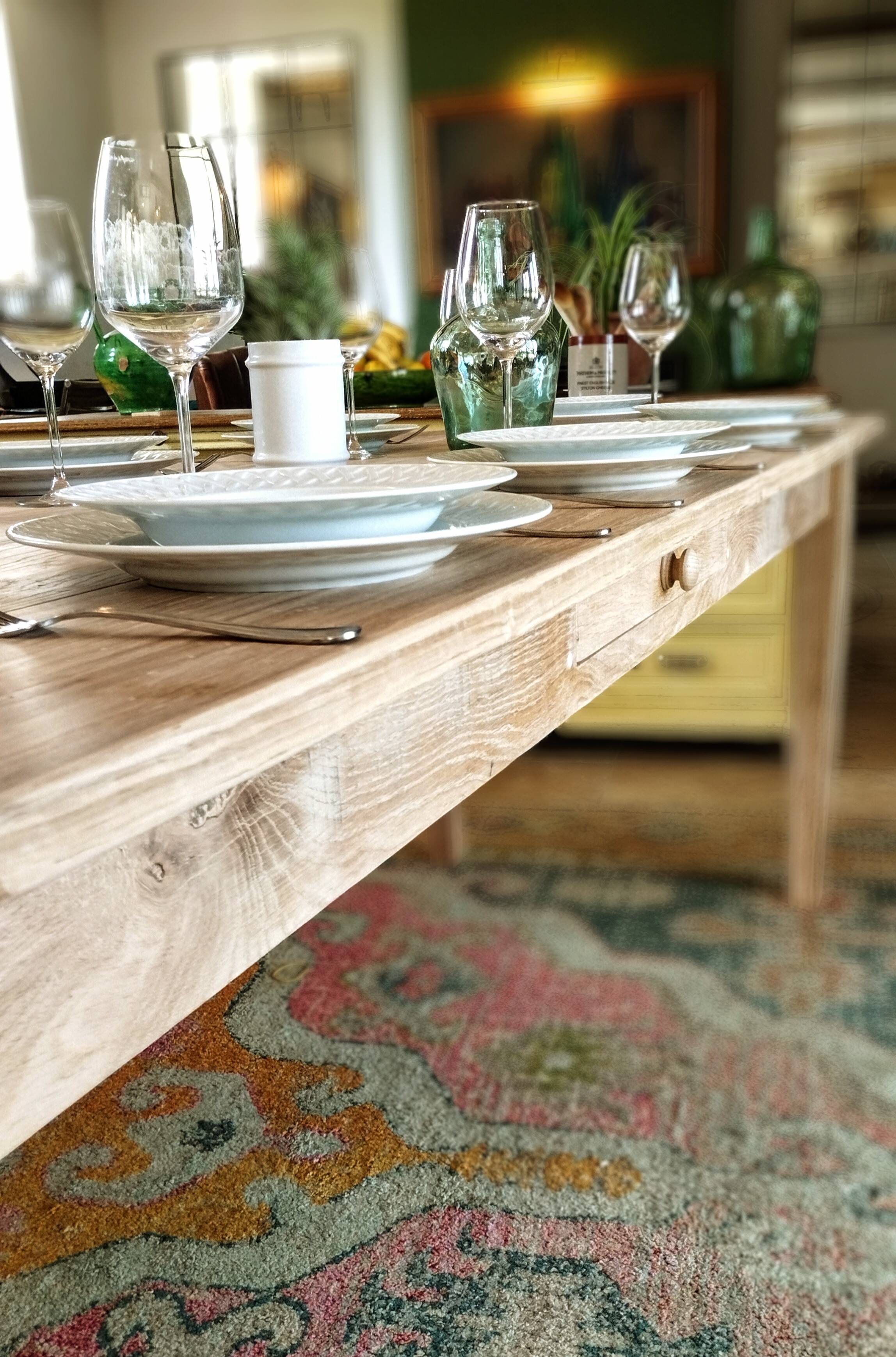 Solid oak farmhouse table 220 X 80 cm