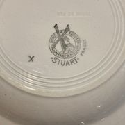 5 hollow plates in burgundy and red earthenware Stuart mill ds loups