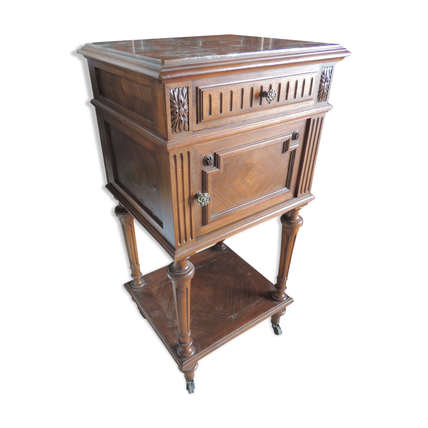 Old marble flat nightstand bedside