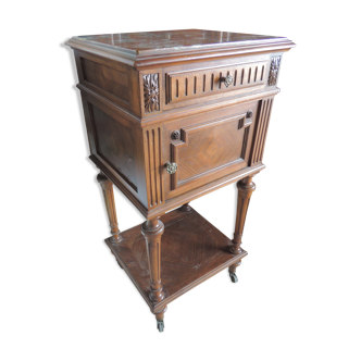 Ancien chevet table de nuit plate de marbre