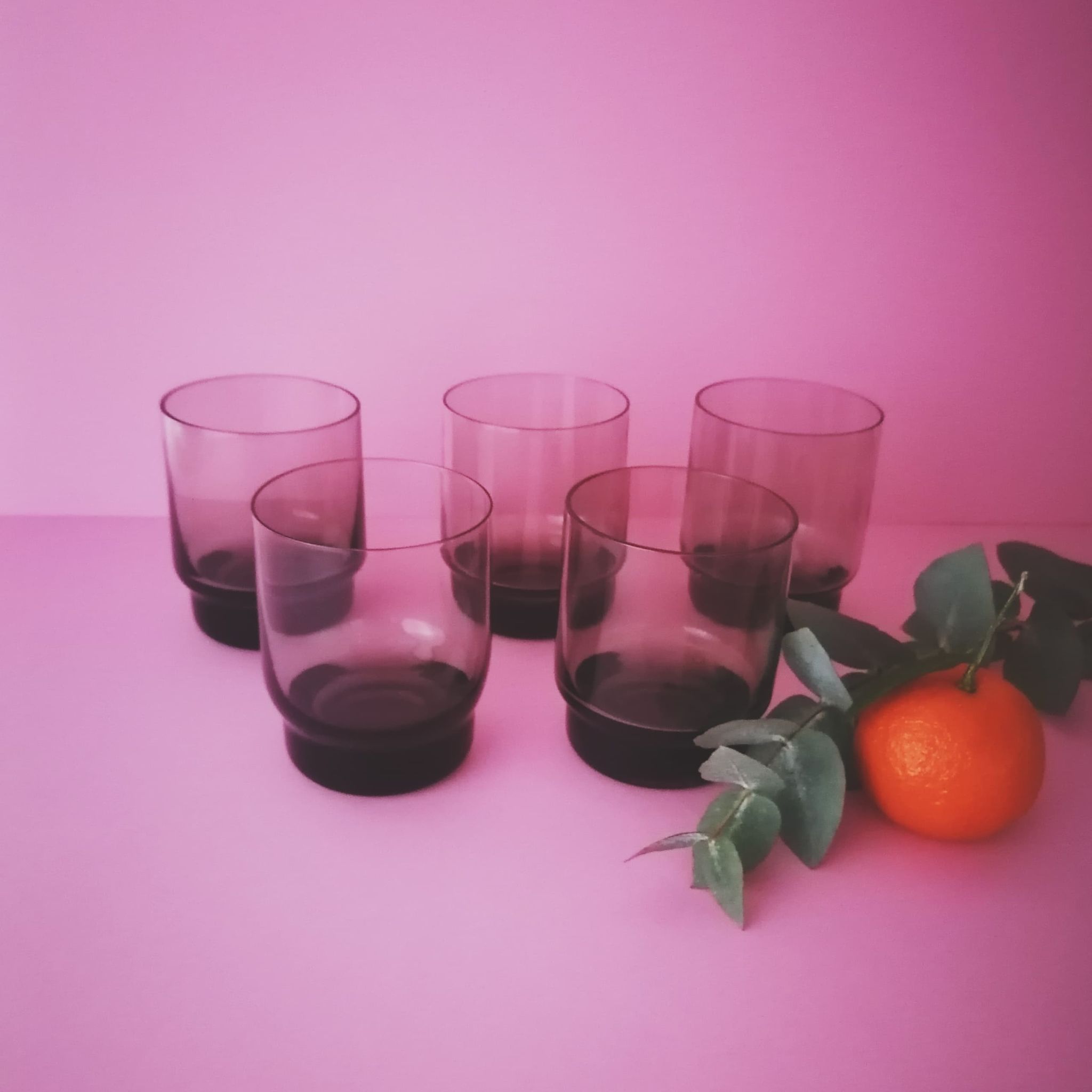 Lot of 5 glasses of smoked glass