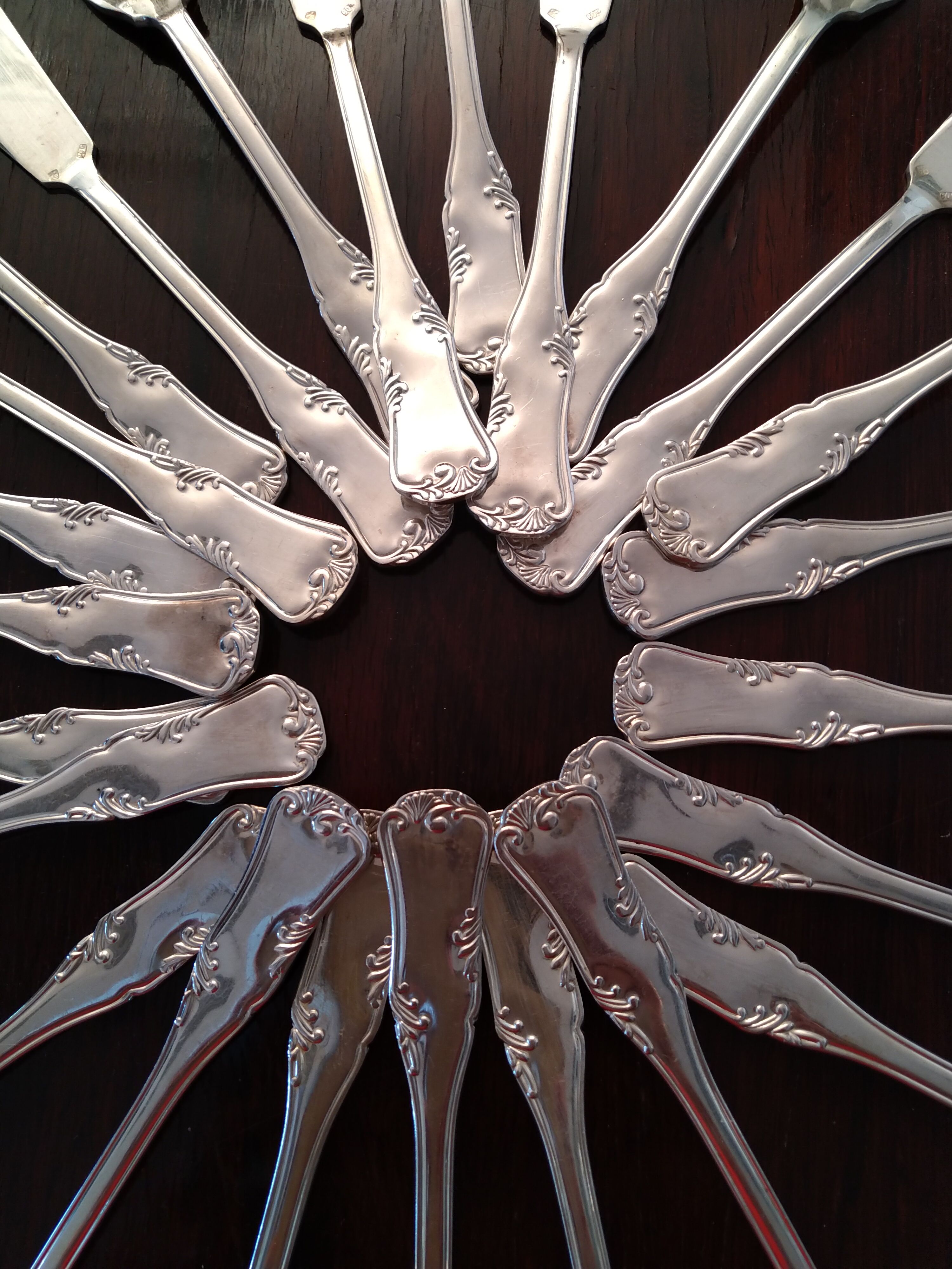 Silver metal fish service
