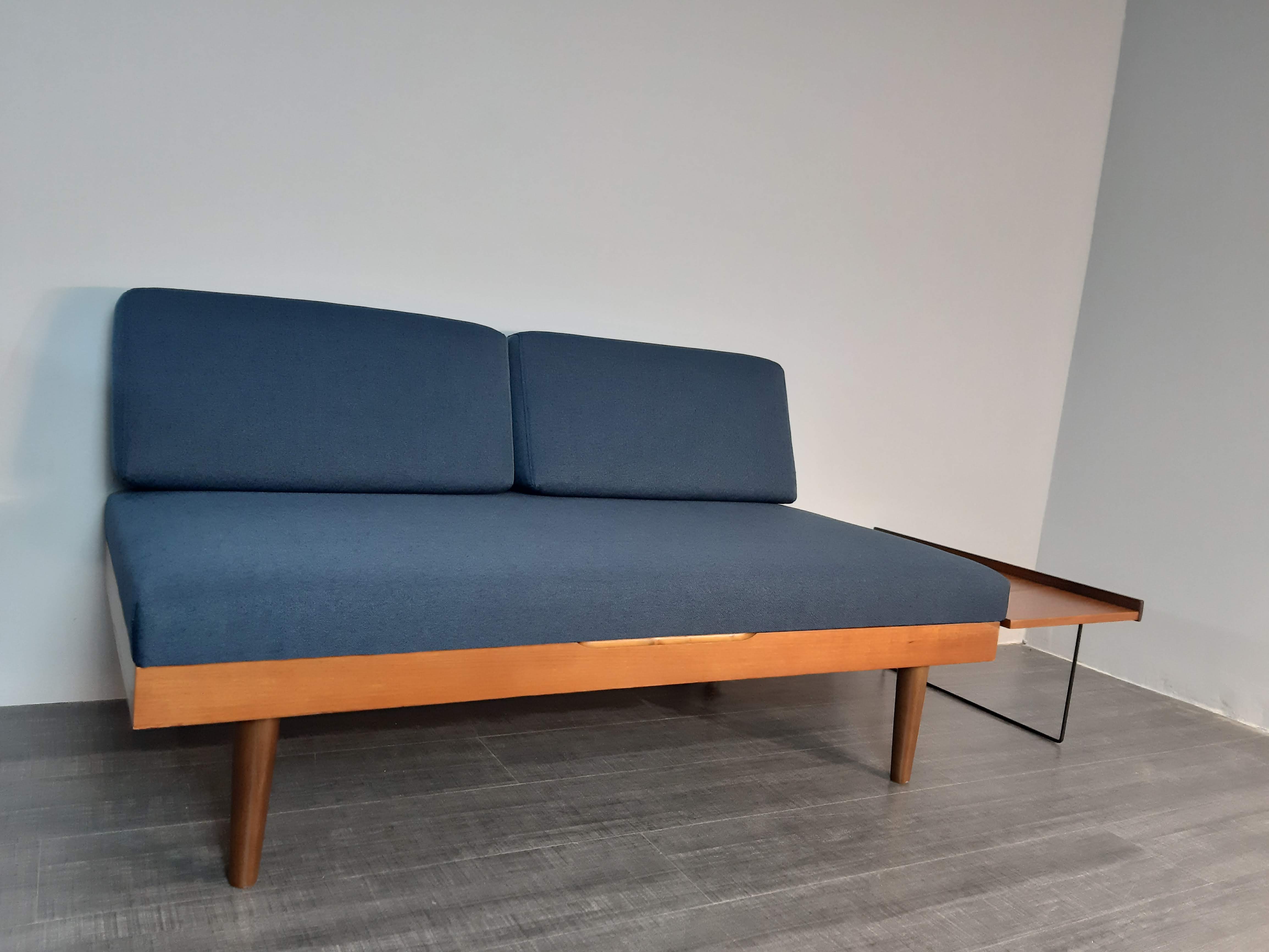 Daybed teck blue fabric Ingmar Relling by Ekornes vintage scandinavian