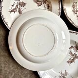 6 HB & Cie brown ironstone soup plates