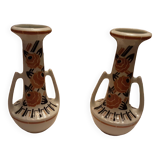2 luneville faience vases art deco model