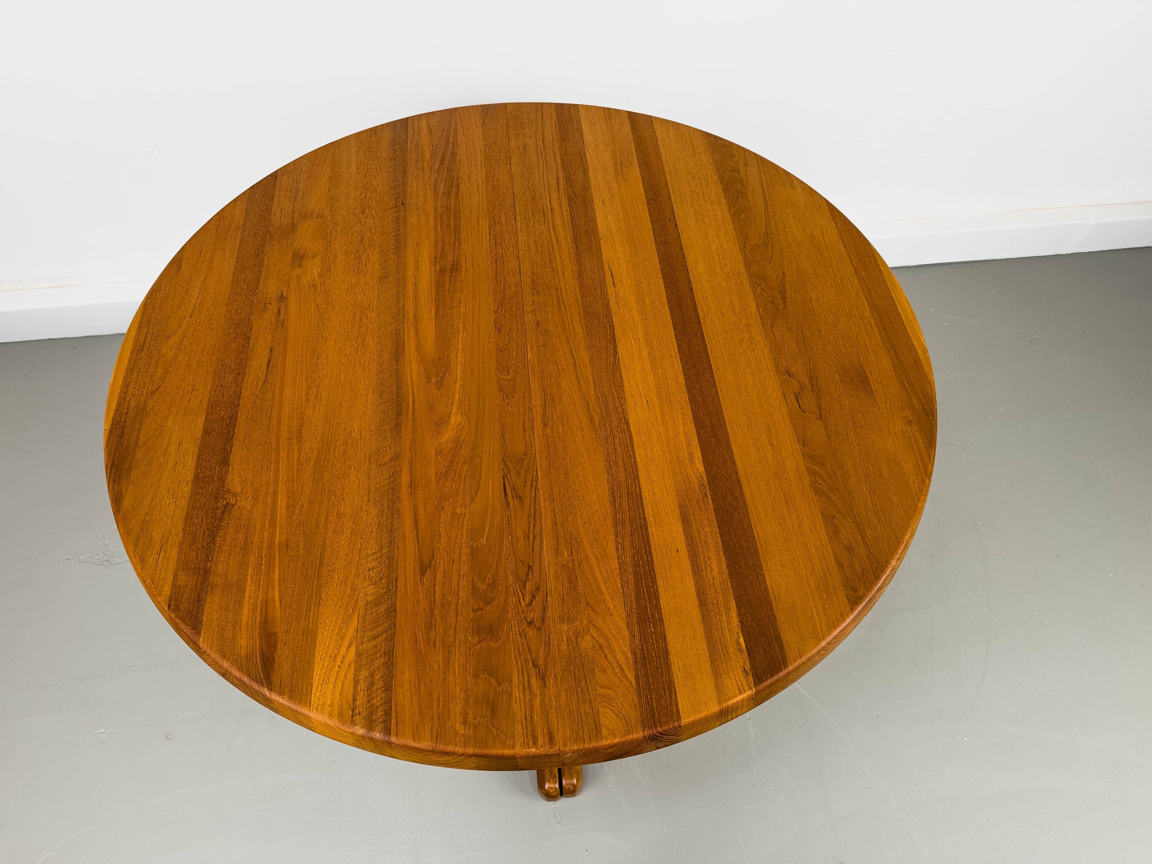 Table de Salle à Manger Ronde en Teck avec Extension, Danemark, années 1970