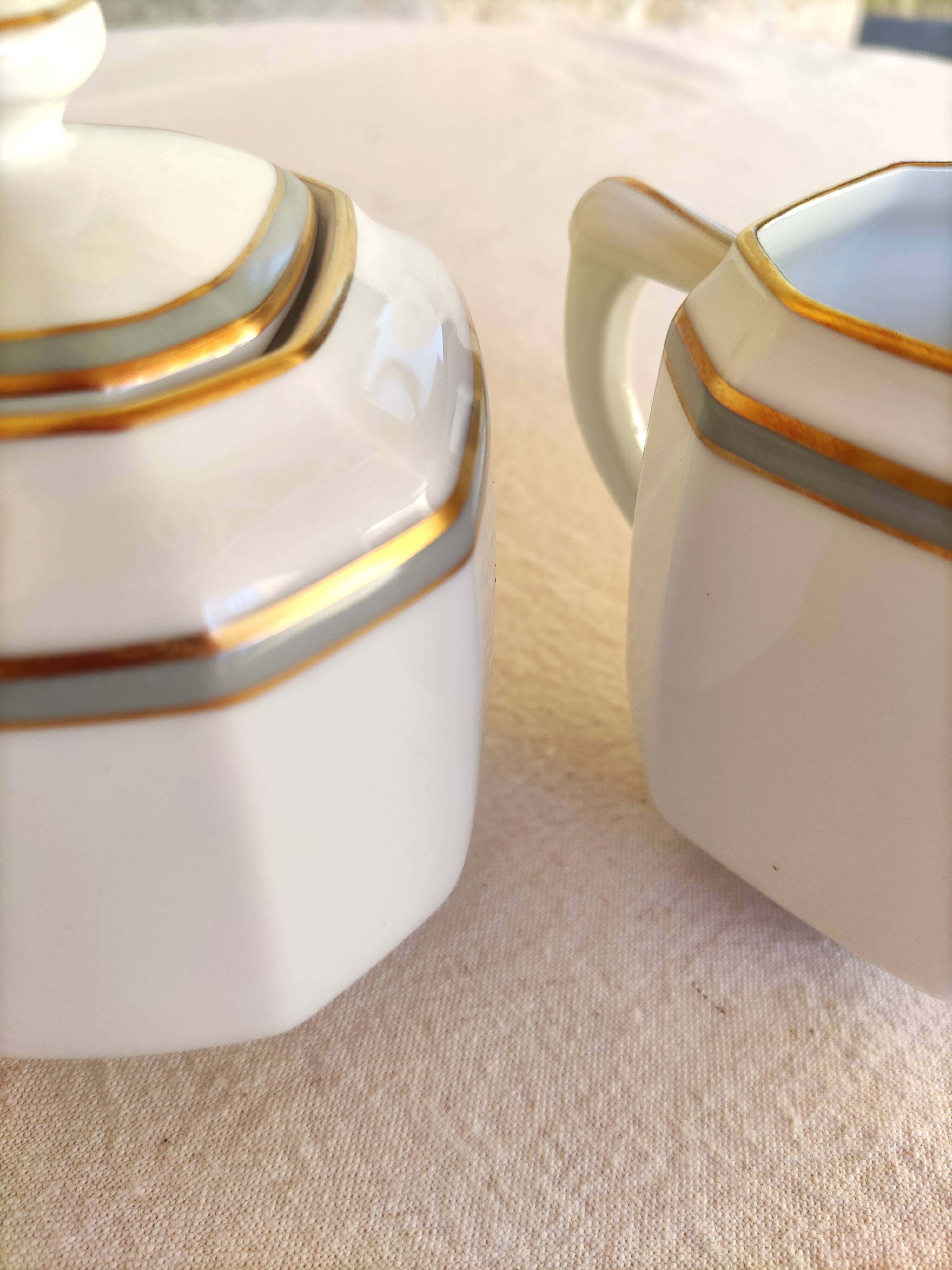 Porcelain creamer and sugar bowl - Elysée model - Jammet et Seignolles
