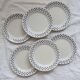 6 Vintage Oxford Earthenware Dessert Plates - Blue Polka Dot Pattern