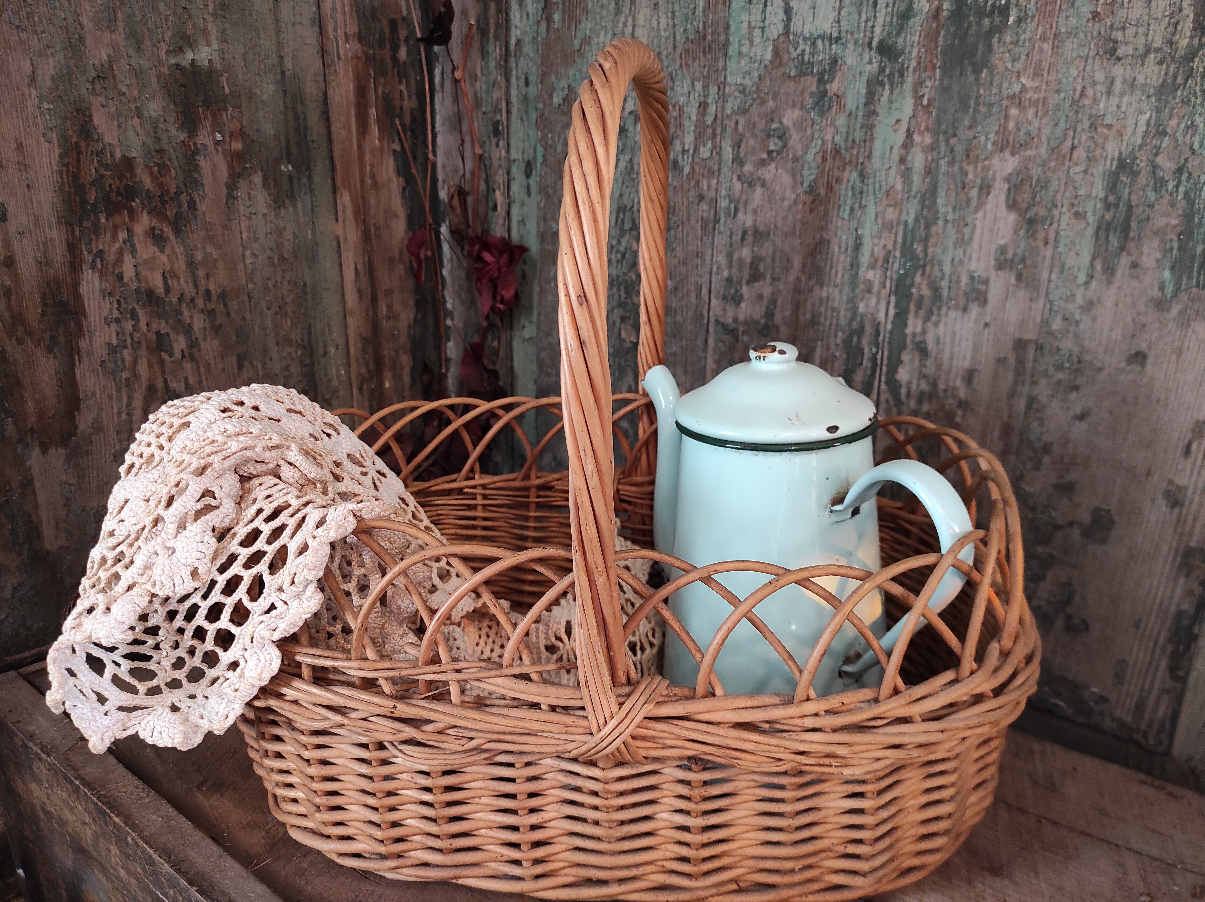 French vintage oval basket