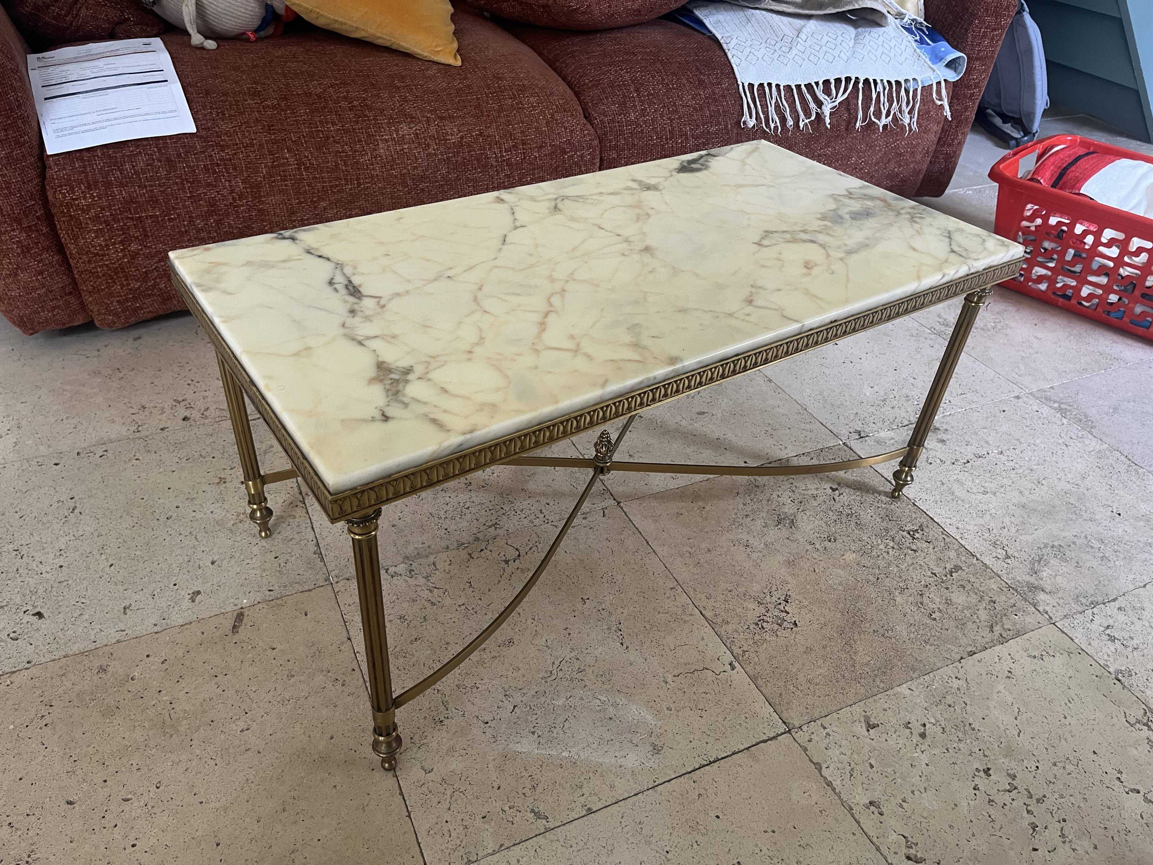 Marble and brass coffee table