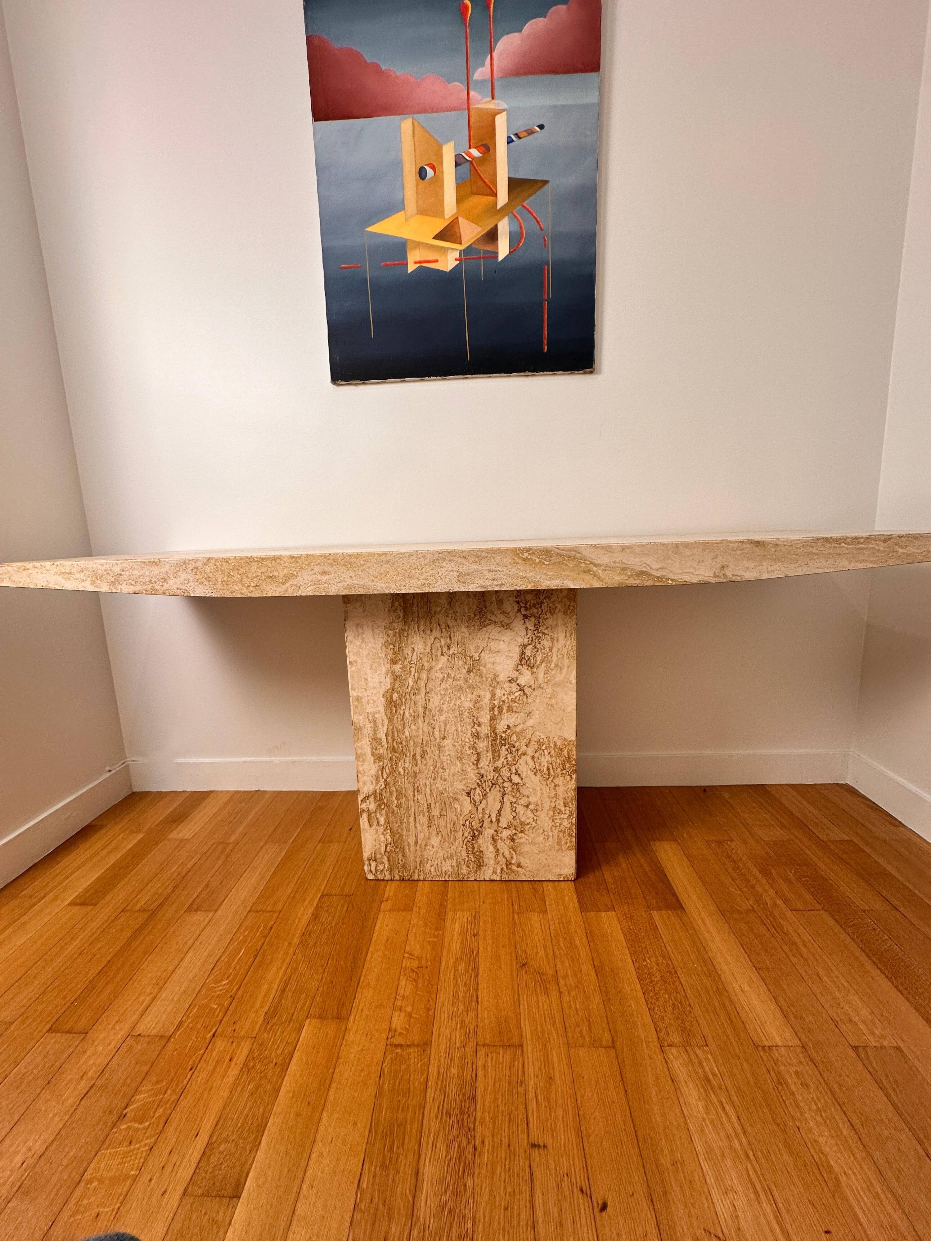 Italian Console Table, Travertine, Mid-Century Modern, 1970s Design