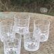 5 whisky glasses, Cristal Bayel stamps, transparent crystal with patterns