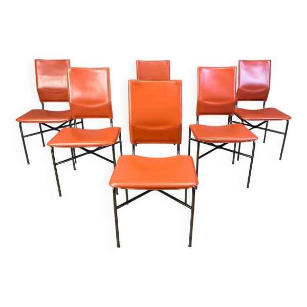 Ensemble de 6 chaises de salle à manger Ross Littel pour Matteo Grassi, années 1970.