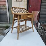 1960s rattan bedside table