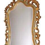 Baroque gilded Louis XV style beveled mirror with " Brevete" label, 1950s
