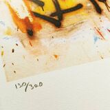 Limited edition lithograph by Jean-Michel Basquiat from the 1990s, numbered in pencil.