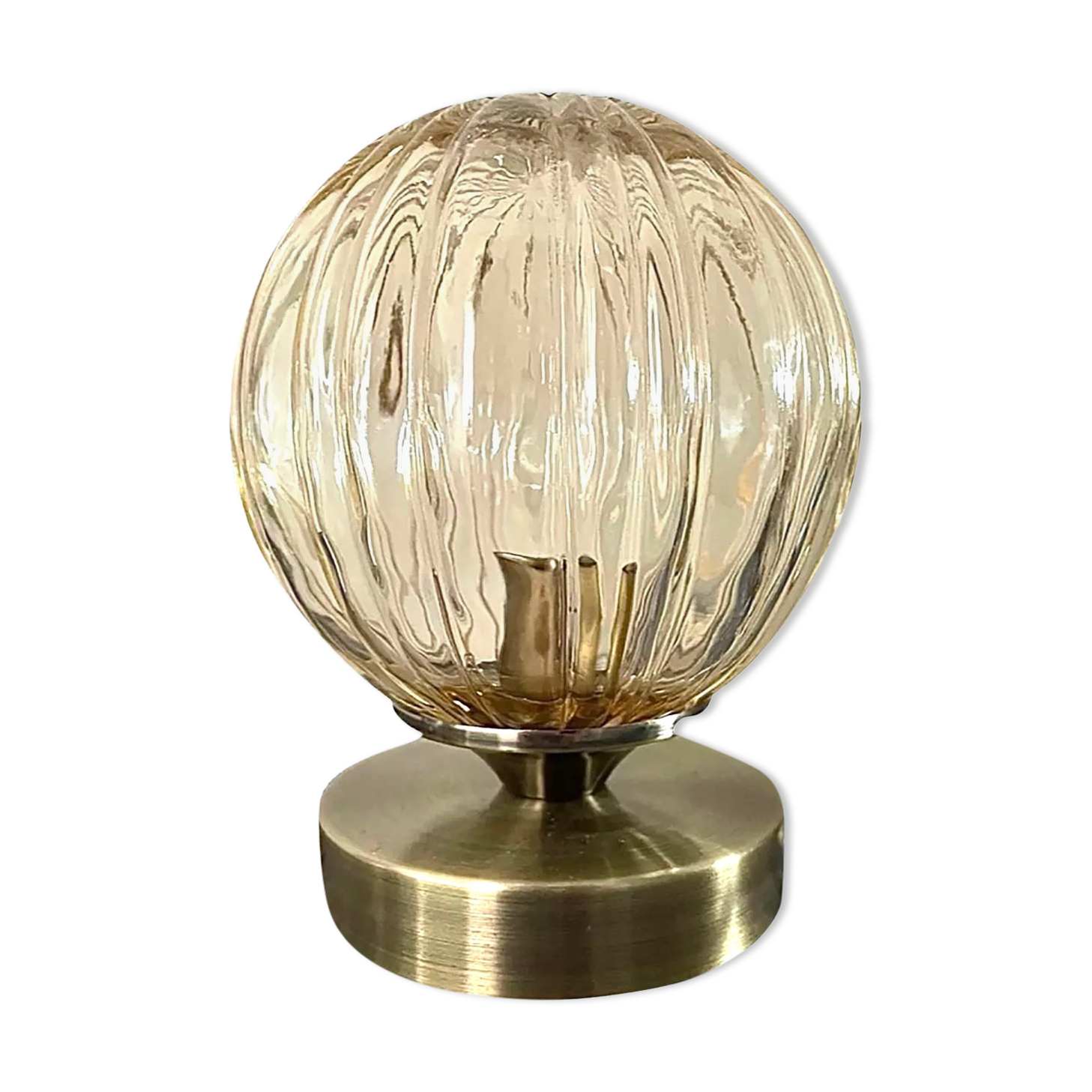 Lampe globe vintage doré électrifiée à neuf