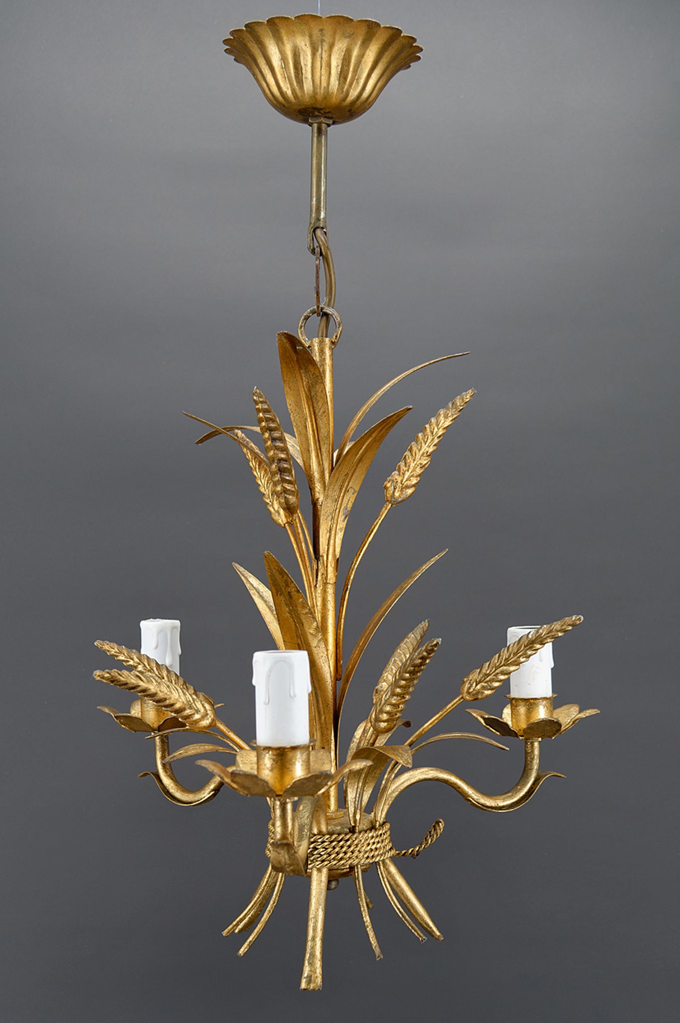 Golden suspension on ears of wheat, circa 1960
