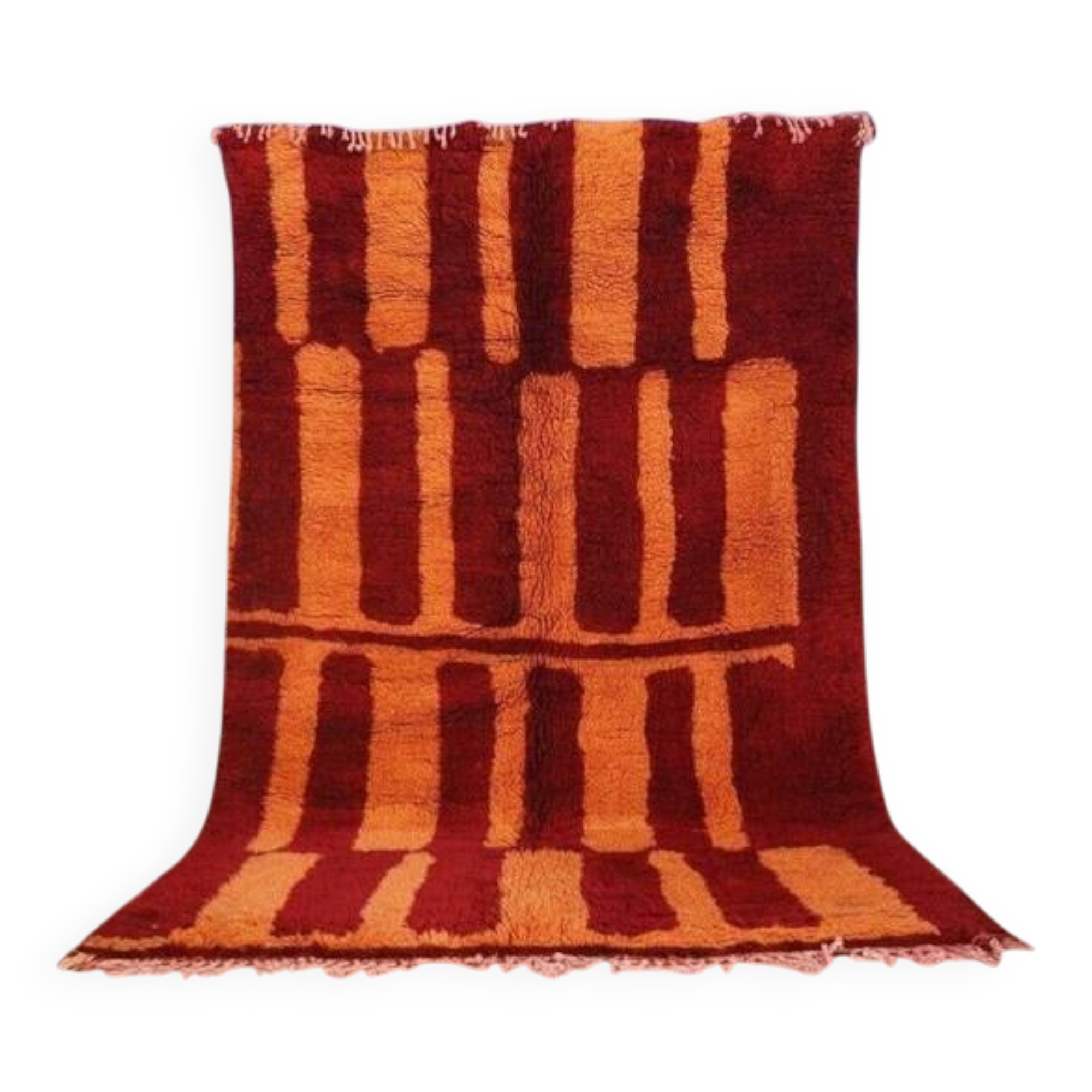 Vintage Moroccan Berber rug red orange 300x200 cm – handmade wool