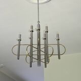 Brass and Chrome Sputnik Chandelier by Sciolari, Italy, 1960s