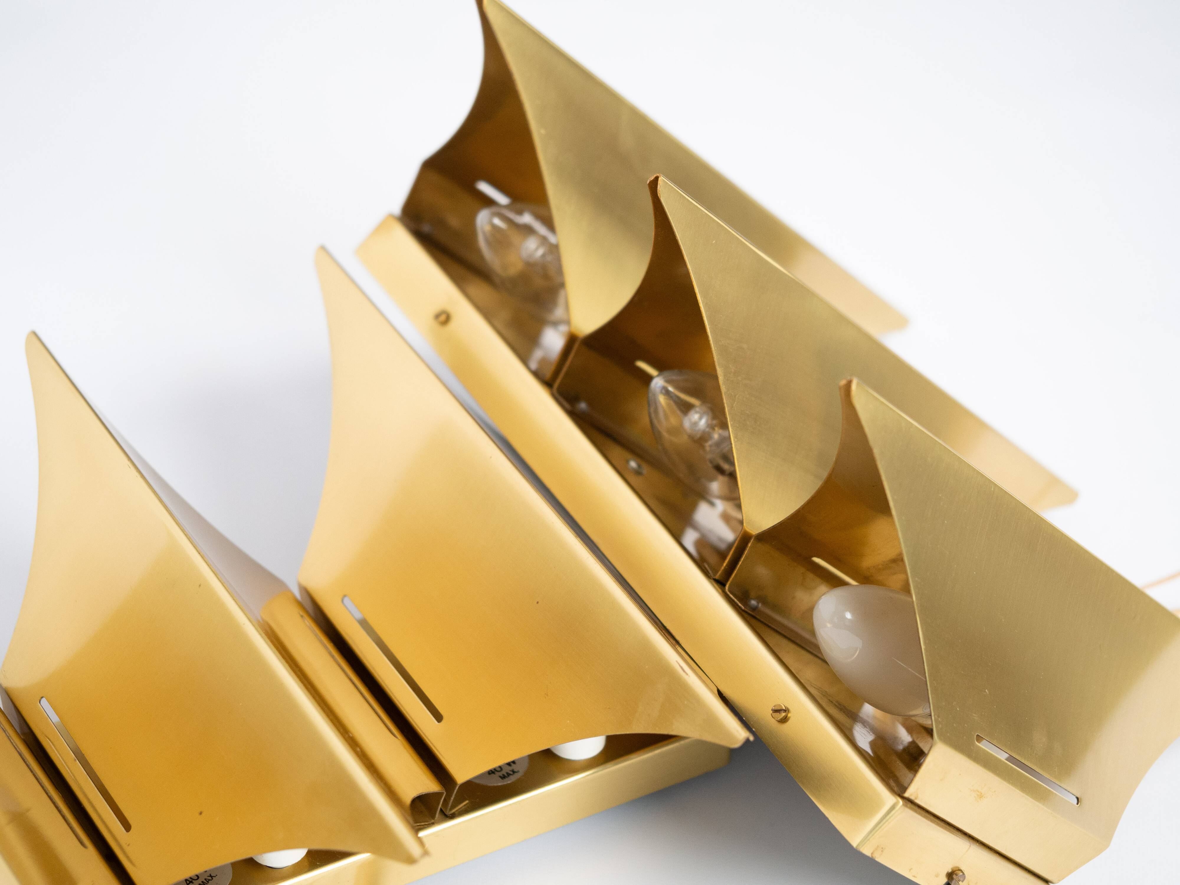 Paire de 2 appliques danoises Gothic 3 par Bent Karlby, Lyfa, années 1960