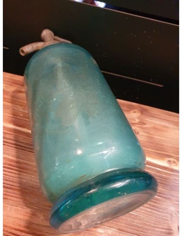 Siphon bouteille eau seltz bleu Maurice Bidel Coutence