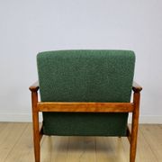 GFM-142 armchair, design by Edmund Homa from the 70s, green boucle - 2 pieces available