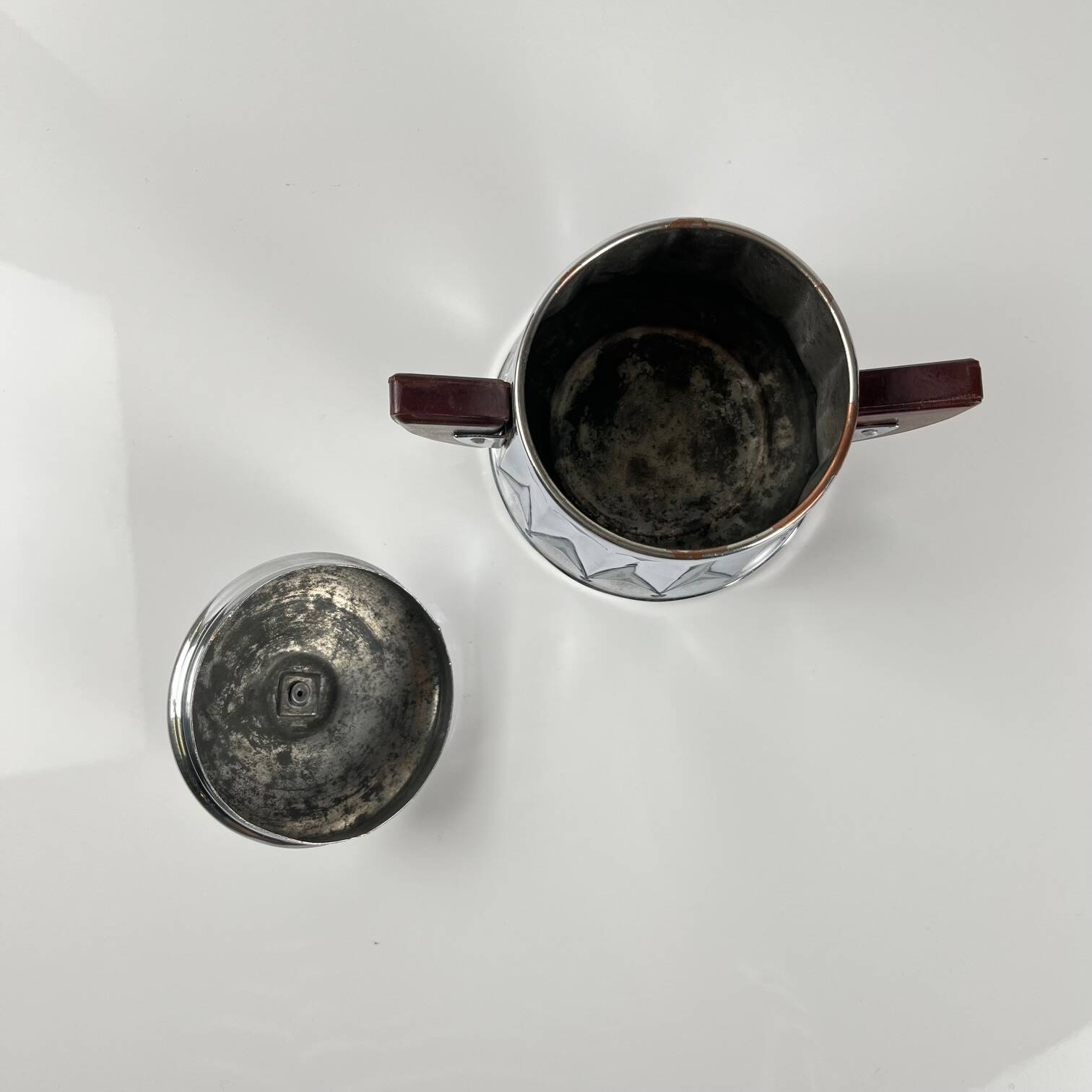 Vintage chrome-plated metal and bakelite coffee set, 1940s/50s