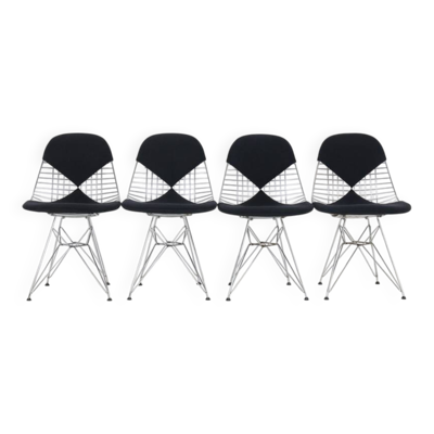 4 chaises en fil ''DKR-2'' de Charles et Ray Eames pour Herman Miller, années 1950-1960