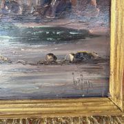 Old marine painting – Oil on panel signed Léo Spanoghe