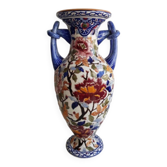 Magnificent baluster vase in Gien earthenware