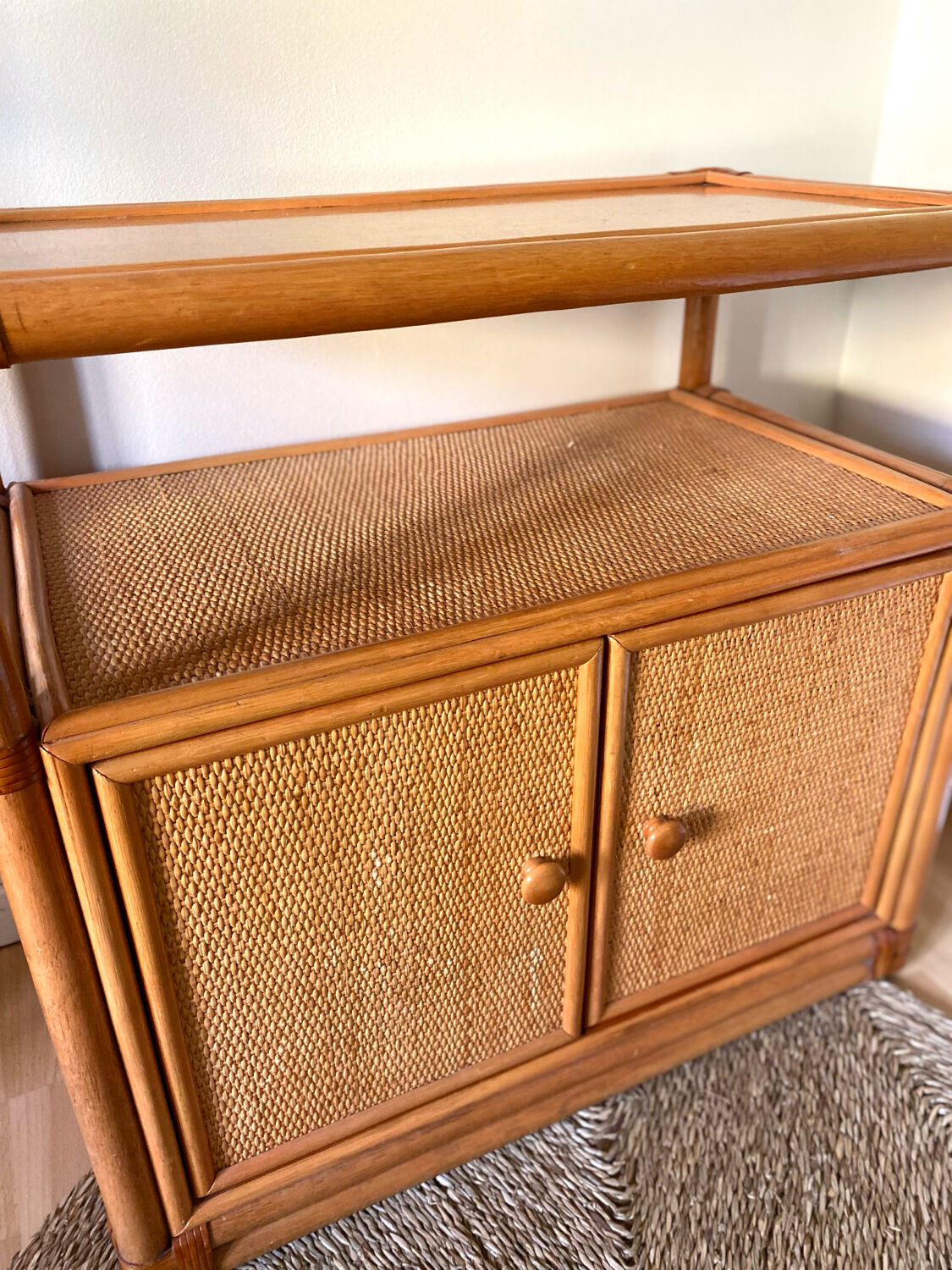 Vintage rattan and cane sideboard