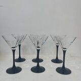 6 vintage cocktail glasses, 1980