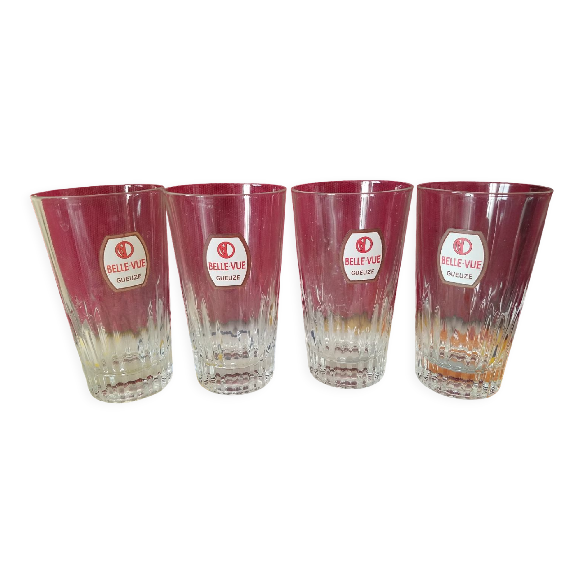 Lot de 4 verres à bière "kriek gueuze belle-vue " vintage
