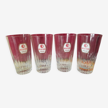 Lot of 4 beer glasses "kriek gueuze belle-vue" vintage