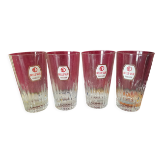 Lot of 4 beer glasses "kriek gueuze belle-vue" vintage